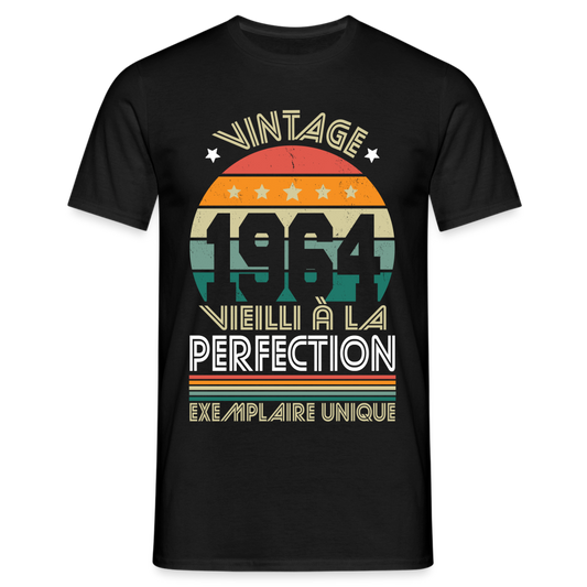 T-shirt Homme - Anniversaire 61 Ans - Vintage 1964 - noir