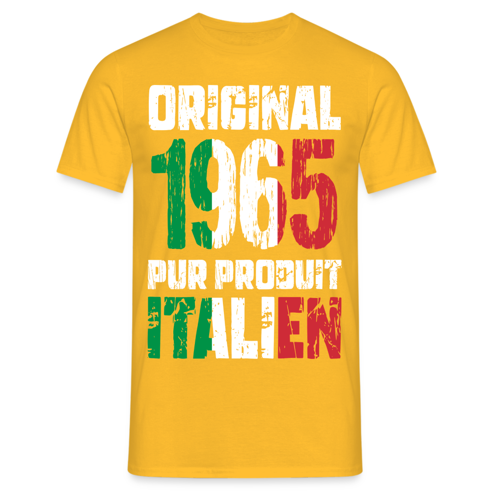 T-shirt Homme - Anniversaire 60 Ans - Original 1965 - Pur produit Italien - jaune