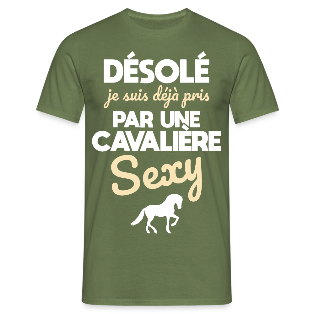 T-shirt Homme - Je suis déjà pris par une cavalière sexy - vert militaire