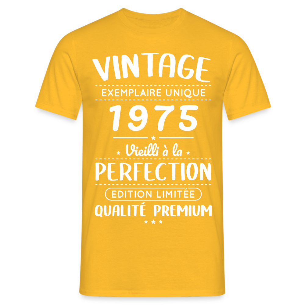 T-shirt Homme - Anniversaire 50 Ans - Vintage 1975 - jaune