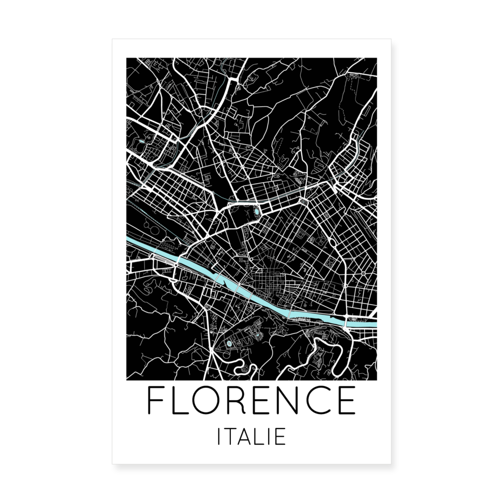 Poster Florence - Plan Florence - 20 x 30 cm - blanc