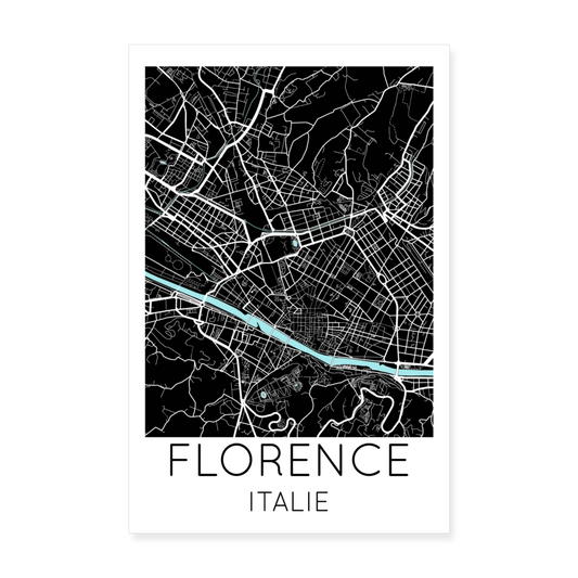 Poster Florence - Plan Florence - 20 x 30 cm - blanc