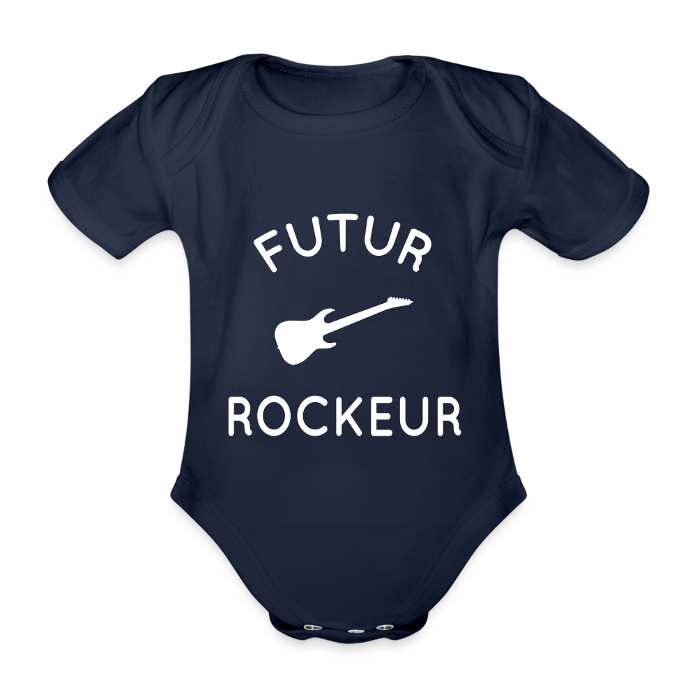 Body Bébé bio manches courtes - Futur rockeur - marine foncé