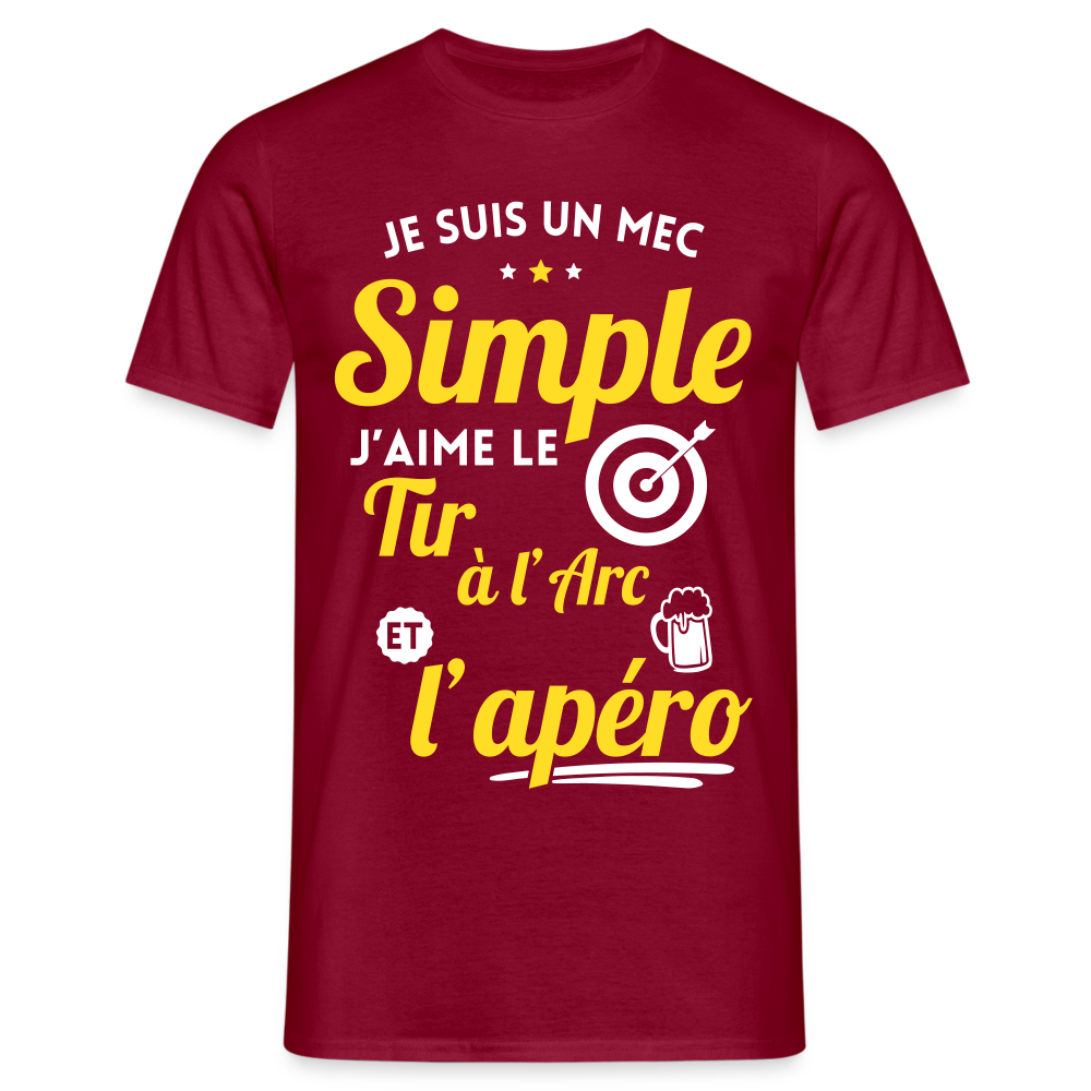 T-shirt Homme - J'aime le tir à l'arc et l'apéro - rouge brique