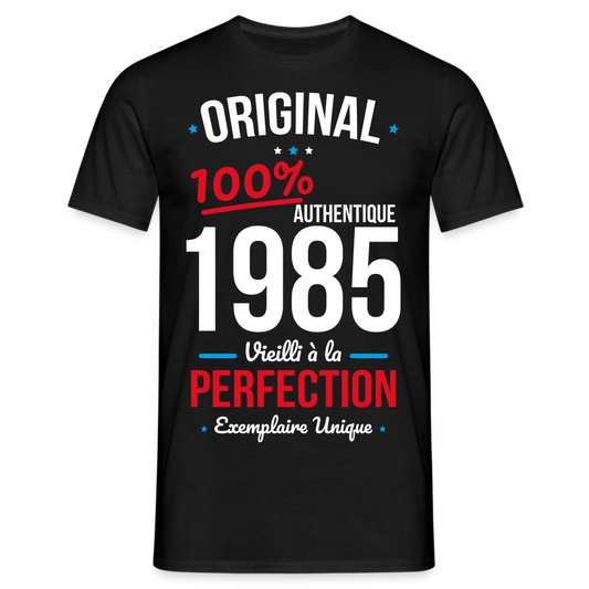 T-shirt Homme - Anniversaire 40 Ans - Original 1985 - noir