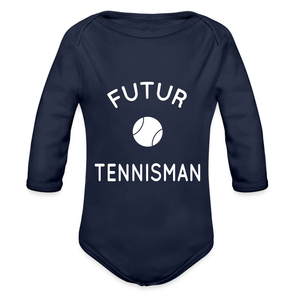 Body Bébé bio manches longues - Futur tennisman - marine foncé