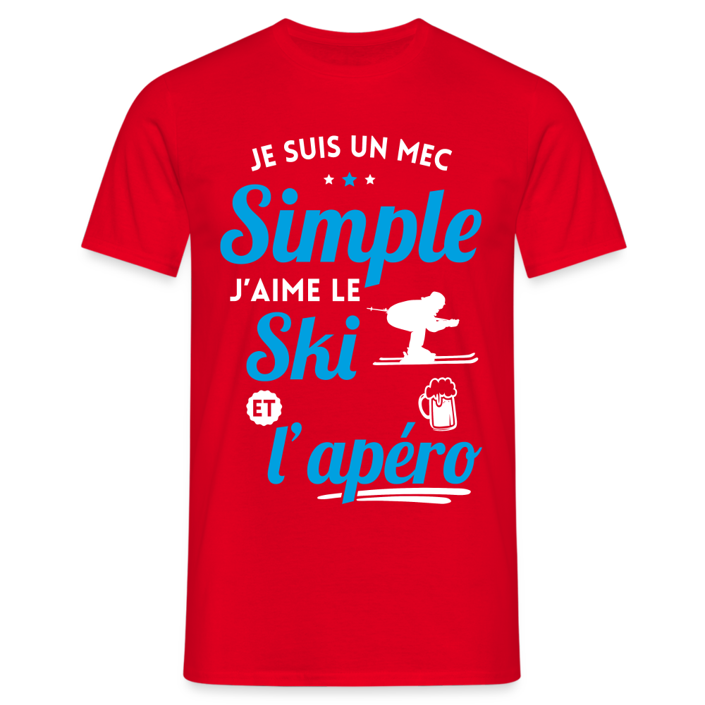 T-shirt Homme - J'aime le ski et l'apéro - rouge