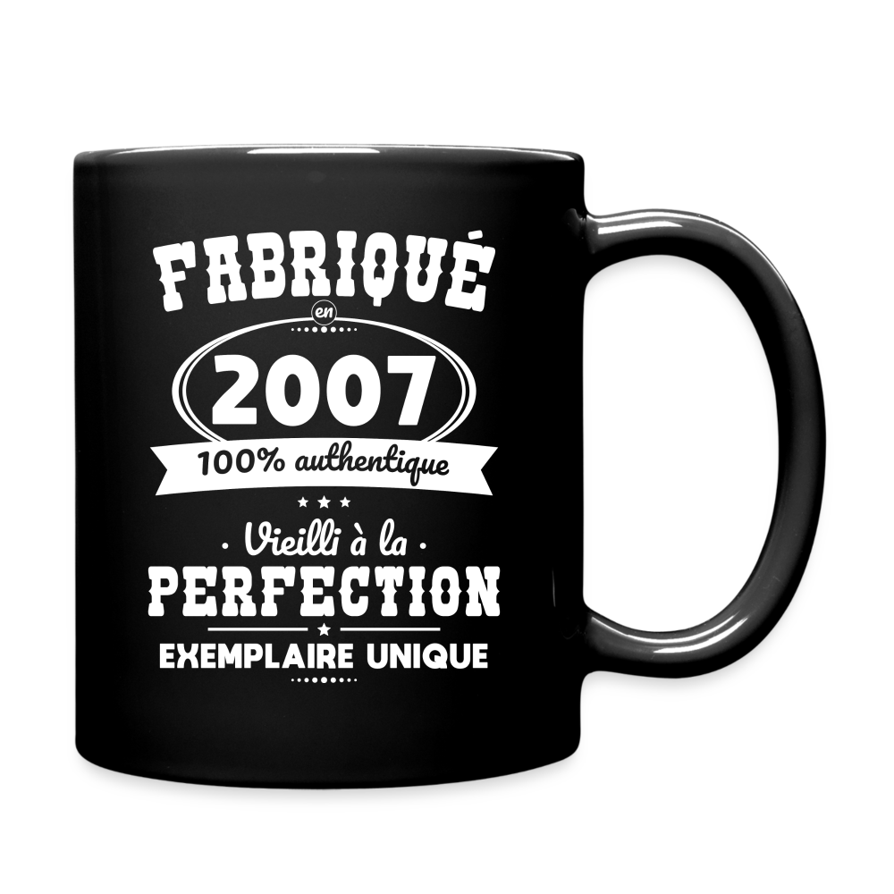 Mug uni - Anniversaire 18 Ans - Fabriqué en 2007 - noir