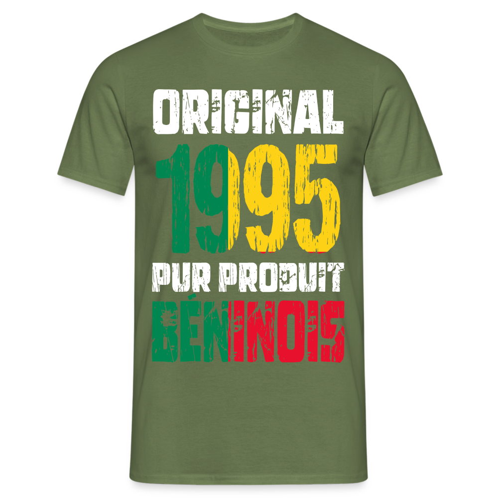 T-shirt Homme - Anniversaire 30 Ans - Original 1995 - Pur produit Béninois - vert militaire