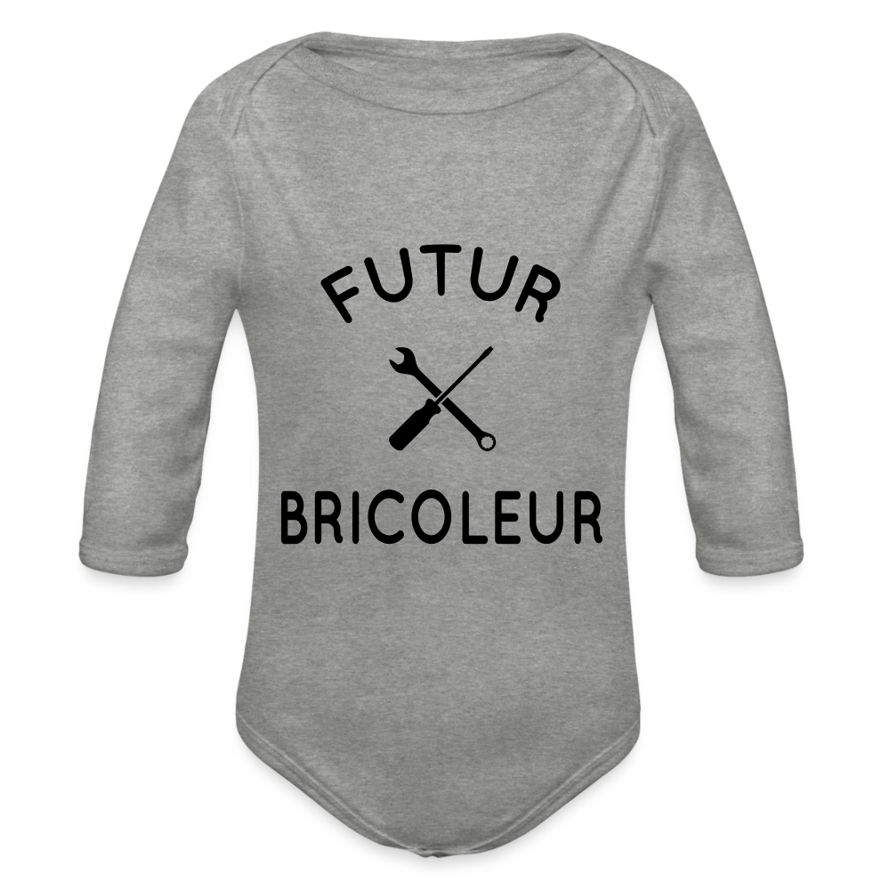 Body Bébé bio manches longues - Futur bricoleur - gris chiné