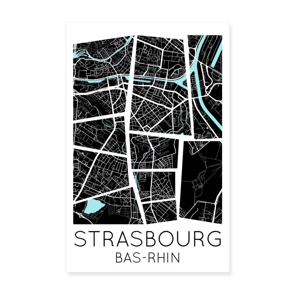 Poster Strasbourg - Plan Strasbourg - 20 x 30 cm - blanc