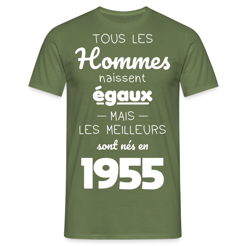 T-shirt Homme - Anniversaire 70 Ans - Les meilleurs sont nés en 1955 - vert militaire