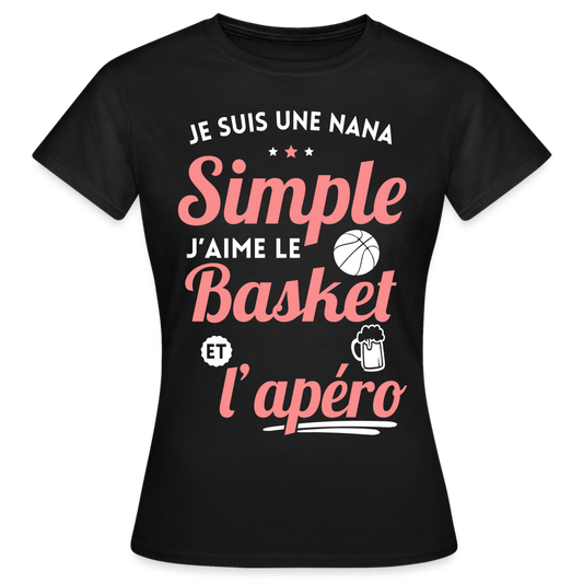 T-shirt Femme - J'aime le basket et l'apéro - noir