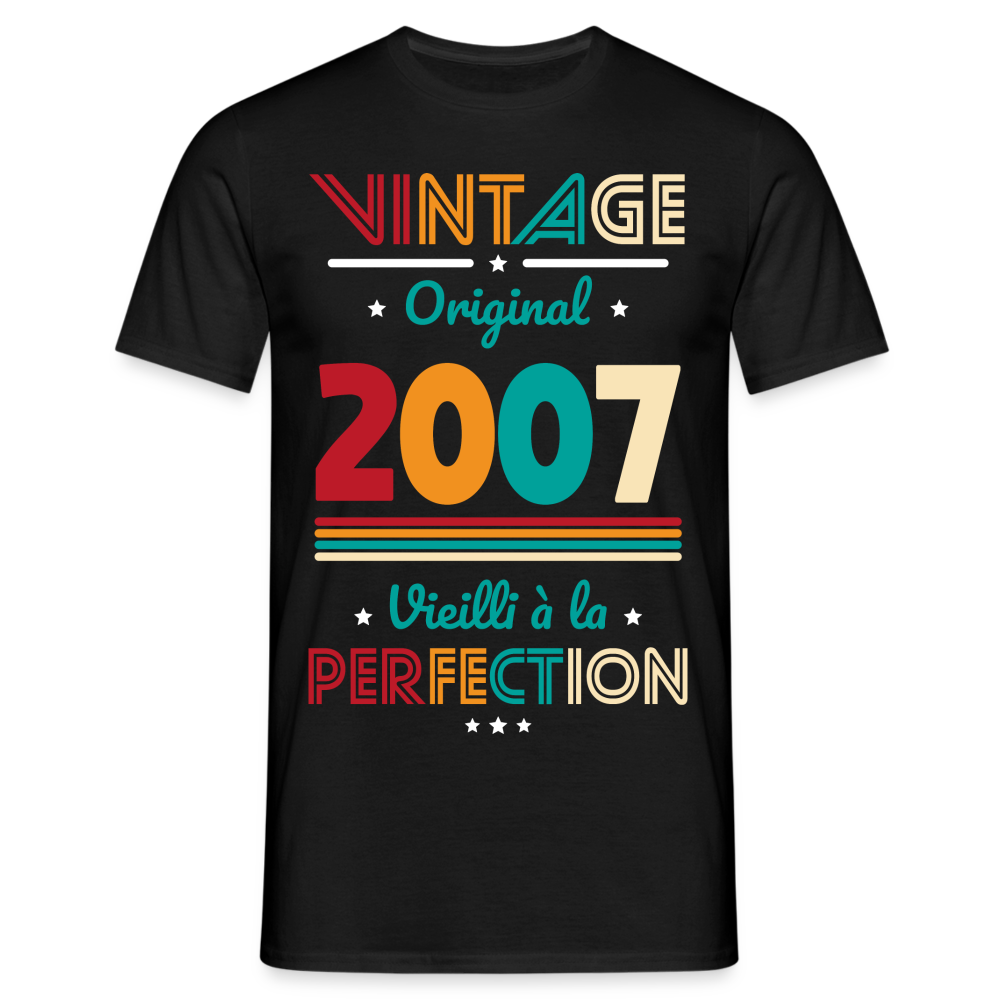 T-shirt Homme - Anniversaire 18 Ans - Vintage Original 2007 - noir