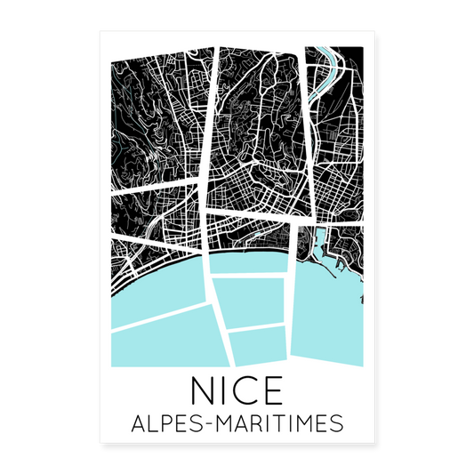 Poster Nice - Plan Nice - 60 x 90 cm - blanc