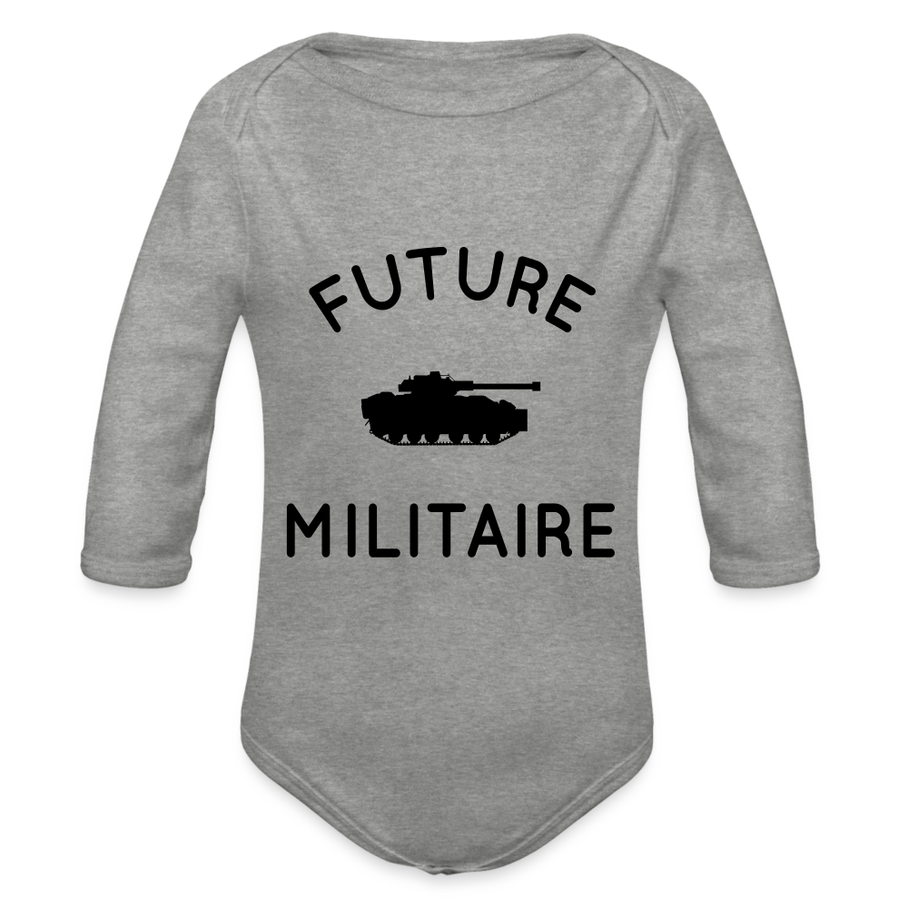 Body Bébé bio manches longues - Future militaire - gris chiné