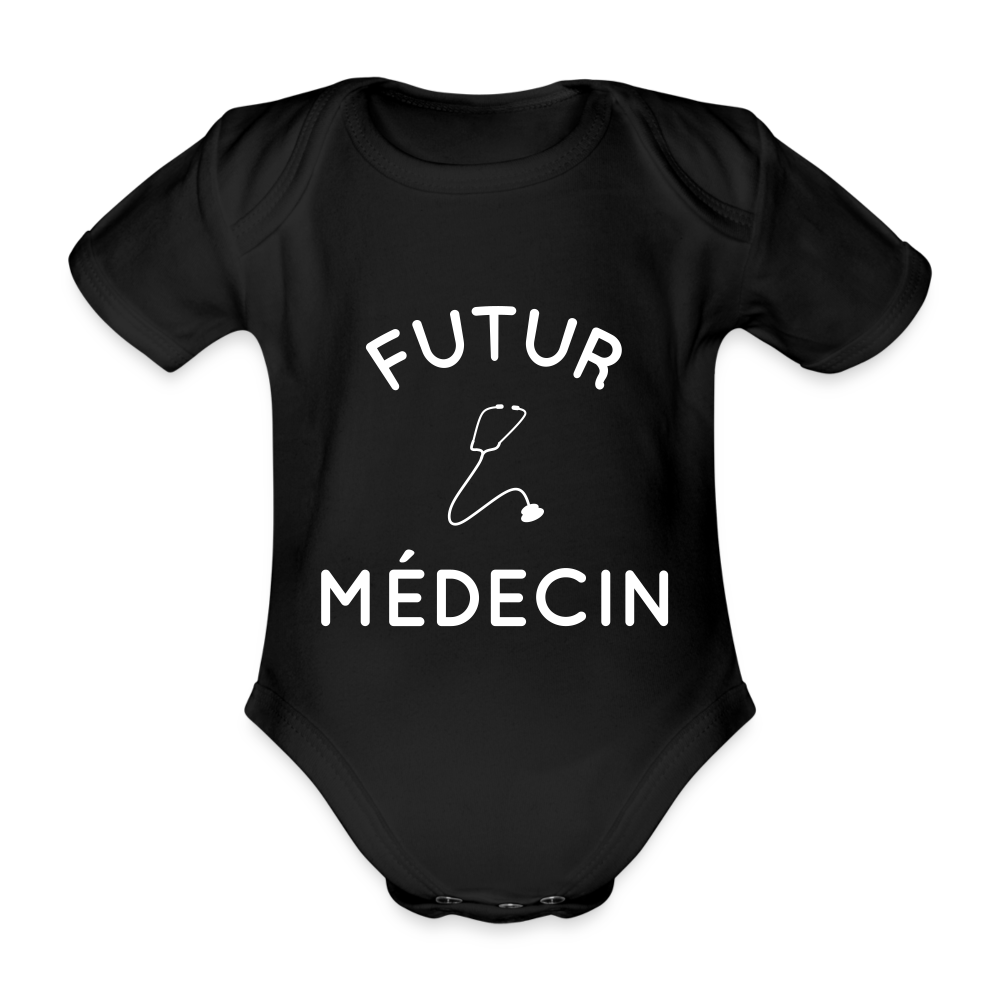 Body Bébé bio manches courtes - Futur médecin - noir