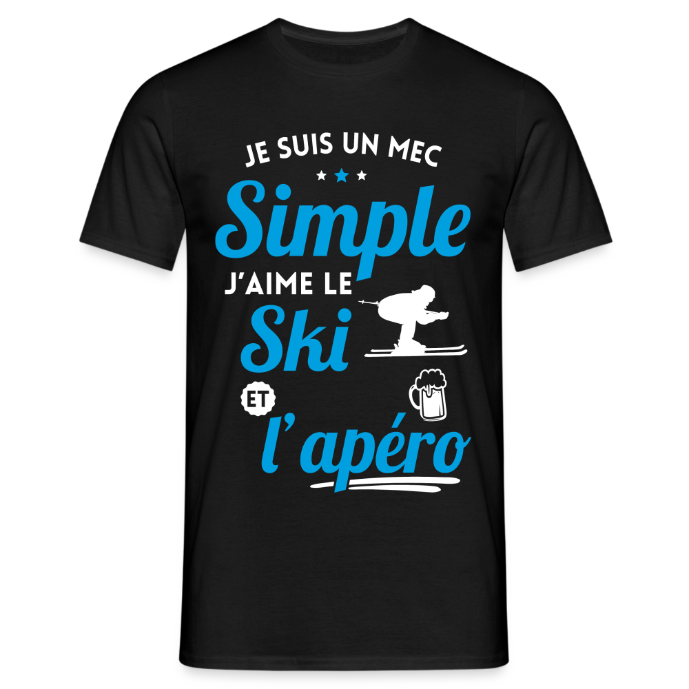 T-shirt Homme - J'aime le ski et l'apéro - noir