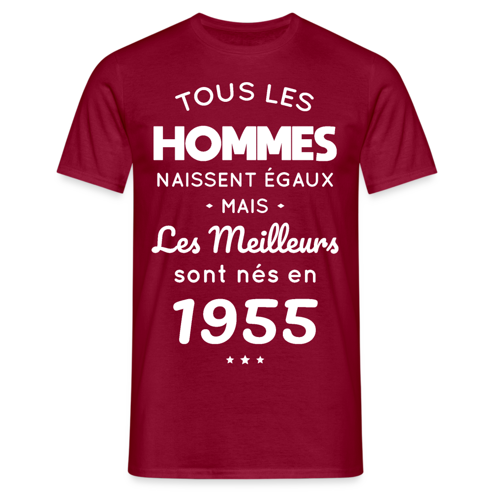 T-shirt Homme - Anniversaire 70 Ans - Les meilleurs sont nés en 1955 - rouge brique