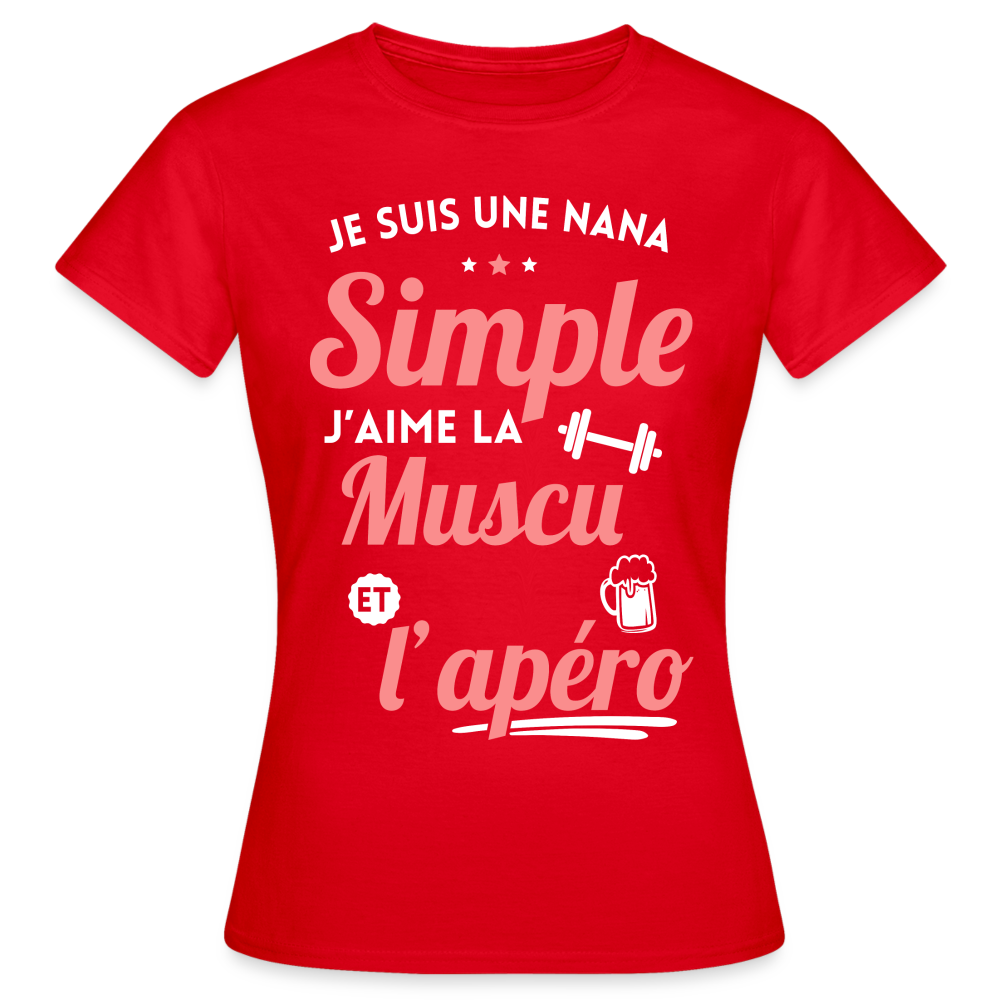 T-shirt Femme - J'aime la muscu et l'apéro - rouge