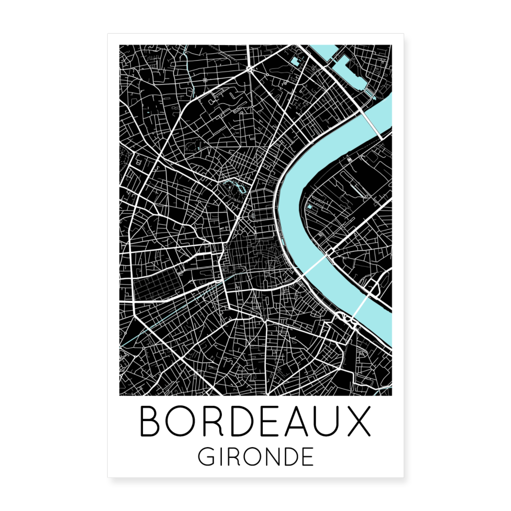 Poster Bordeaux - Plan Bordeaux - 40 x 60 cm - blanc