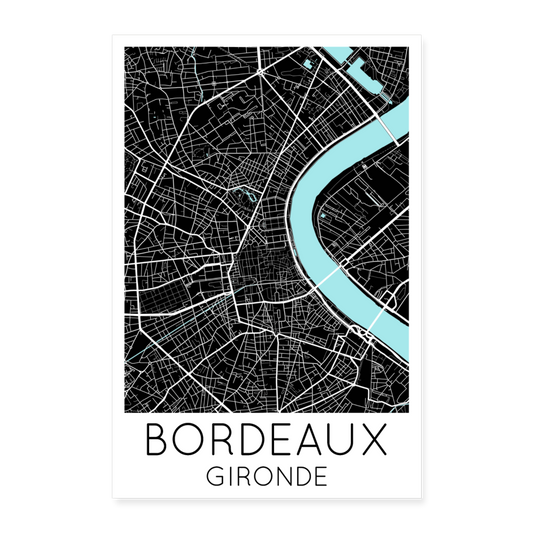 Poster Bordeaux - Plan Bordeaux - 40 x 60 cm - blanc