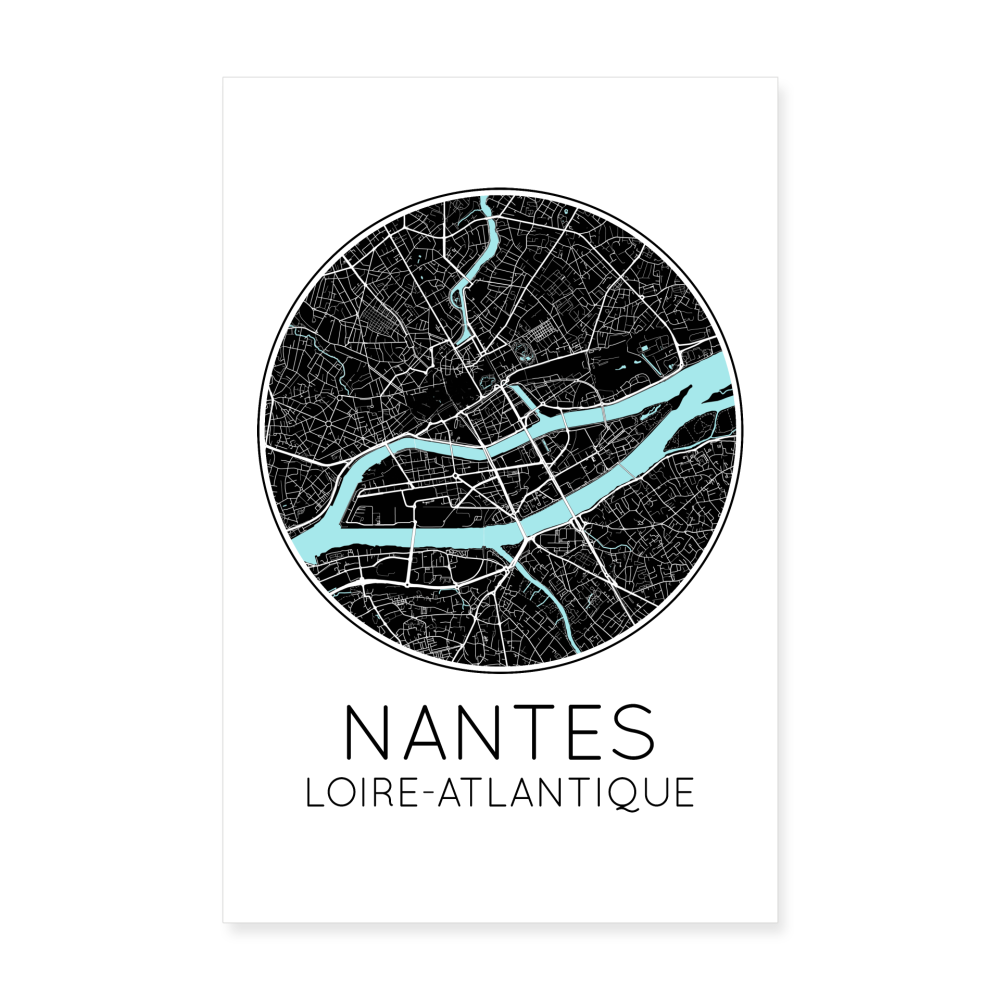 Poster Nantes - Plan Nantes - 20 x 30 cm - blanc