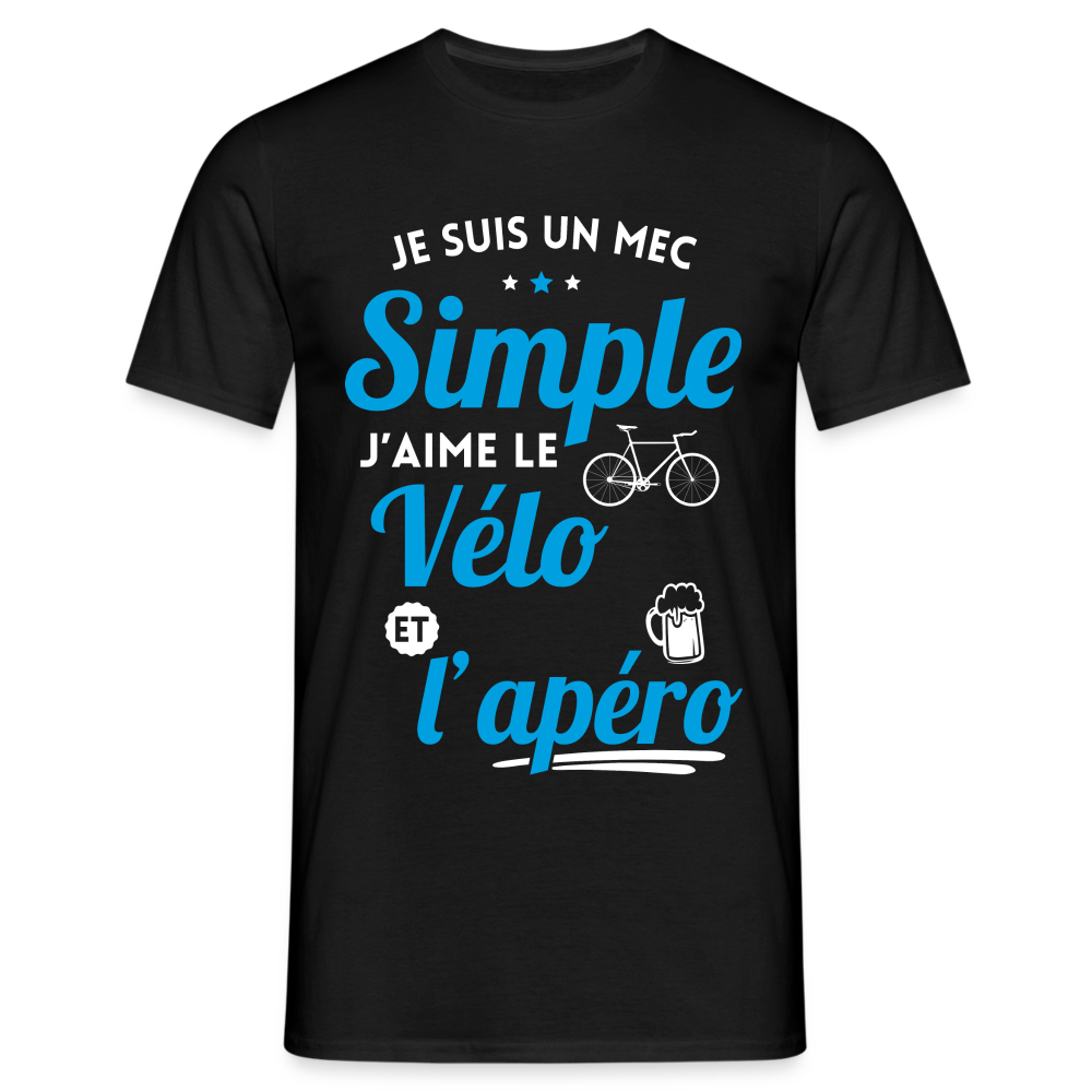 T-shirt Homme -  J'aime le vélo et l'apéro - noir