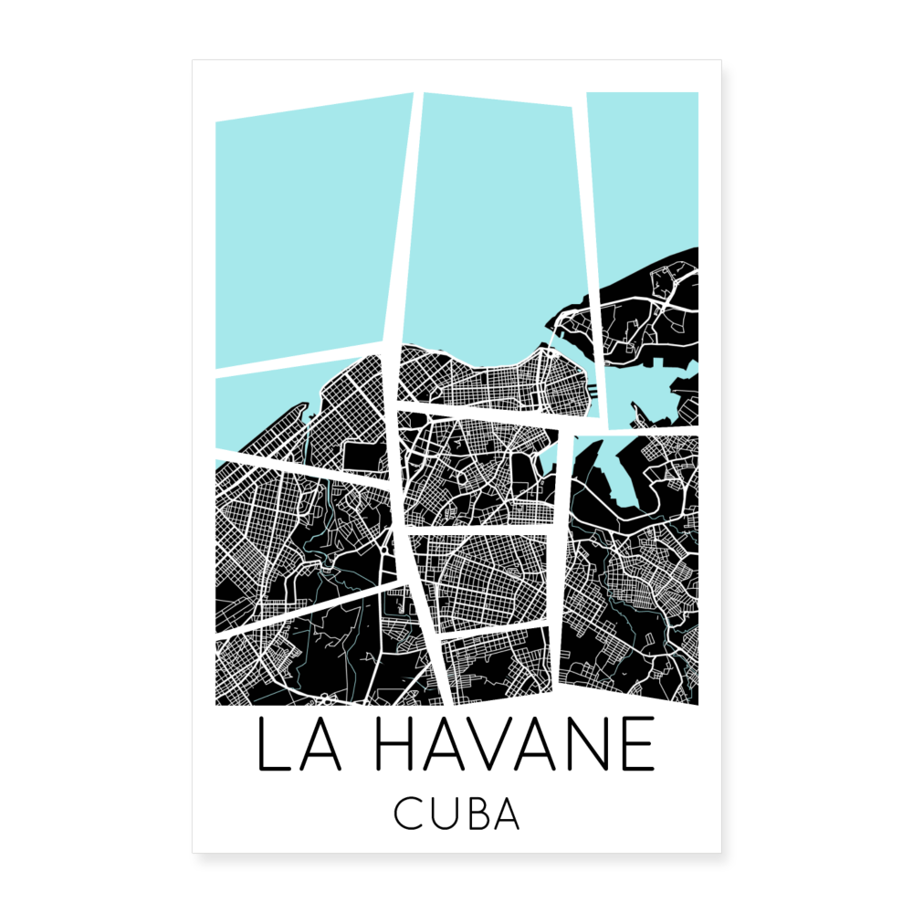 Poster La Havane - Plan La Havane - 40 x 60 cm - blanc