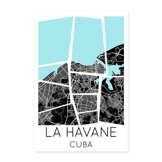 Poster La Havane - Plan La Havane - 40 x 60 cm - blanc