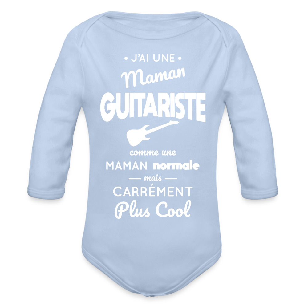 Body Bébé bio manches longues - J'ai une maman guitariste - ciel