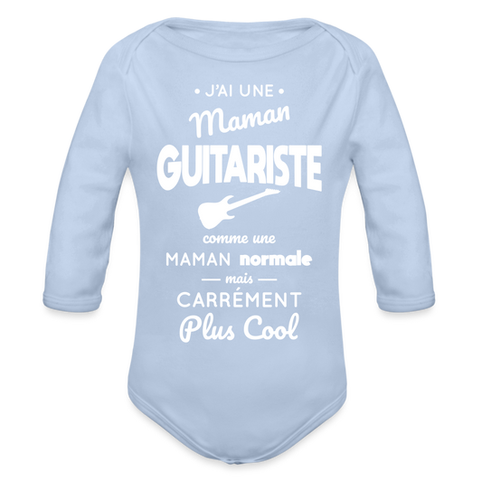 Body Bébé bio manches longues - J'ai une maman guitariste - ciel