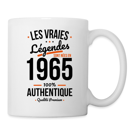 Mug blanc - Anniversaire 60 Ans - Les vraies Légendes sont nées en 1965 - blanc