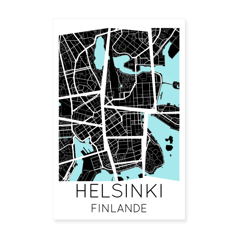 Poster Helsinki - Plan Helsinki - 20 x 30 cm - blanc