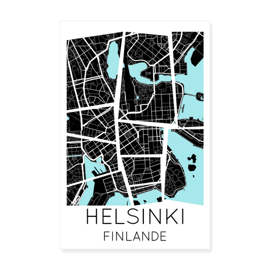 Poster Helsinki - Plan Helsinki - 20 x 30 cm - blanc