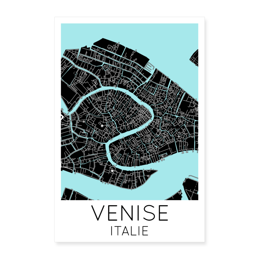 Poster Venise - Plan Venise - 60 x 90 cm - blanc