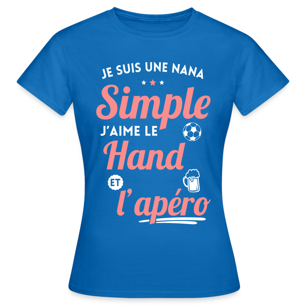 T-shirt Femme - J'aime le hand et l'apéro - bleu royal