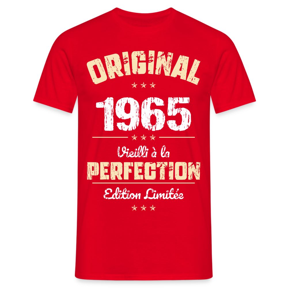 T-shirt Homme - Anniversaire 60 Ans - Original 1965 - rouge