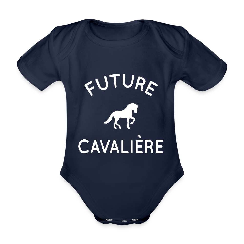 Body Bébé bio manches courtes - Future cavalière - marine foncé