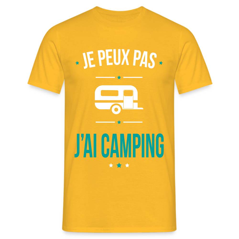 T-shirt Homme - Je peux pas j'ai Camping - jaune