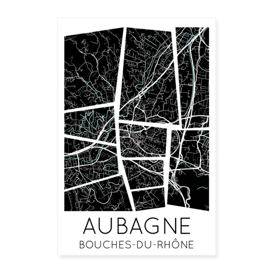 Poster Aubagne - Plan Aubagne - 40 x 60 cm - blanc