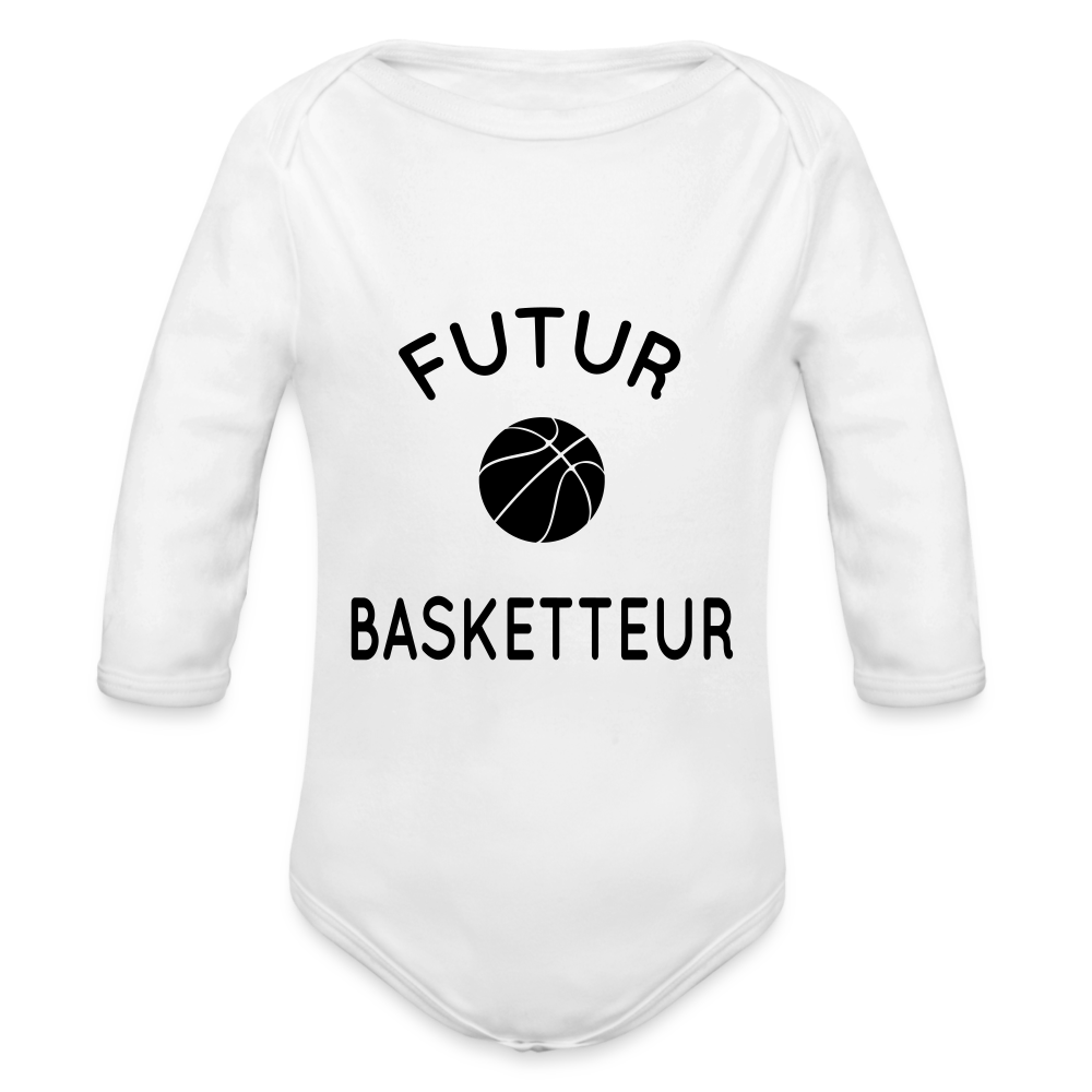 Body Bébé bio manches longues - Futur basketteur - blanc