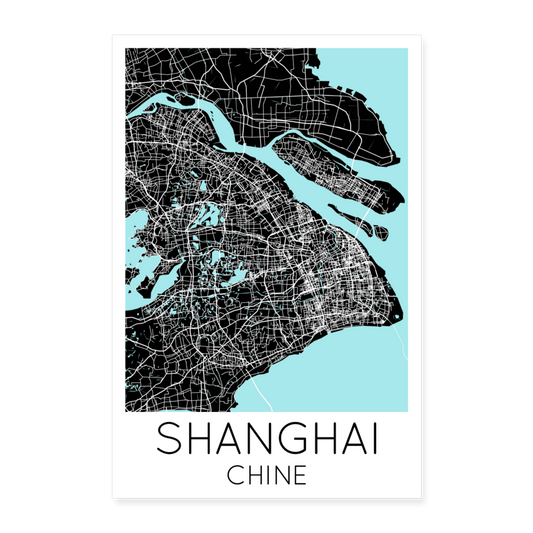 Poster Shanghai - Plan Shanghai - 40 x 60 cm - blanc