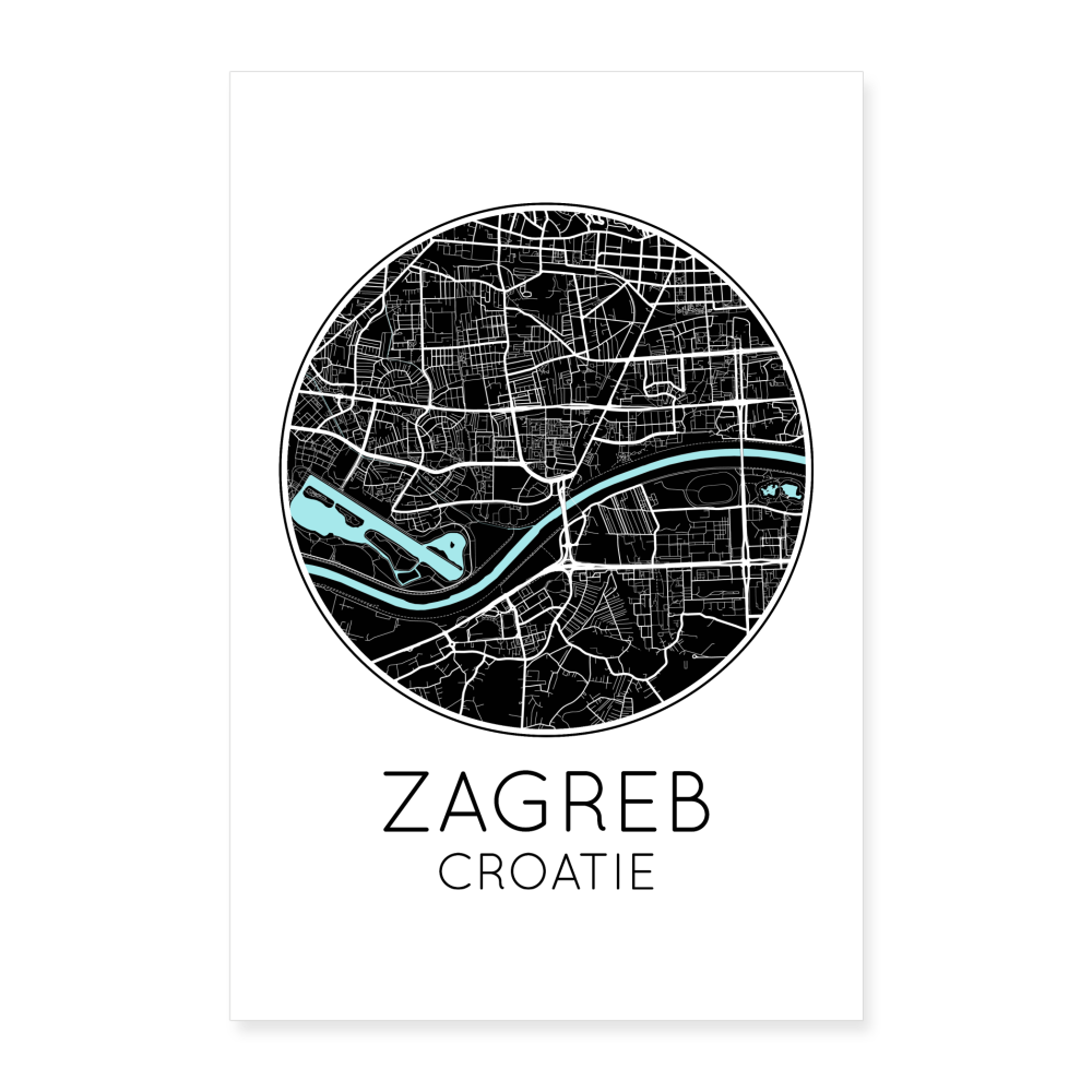 Poster Zagreb - Plan Zagreb - 60 x 90 cm - blanc