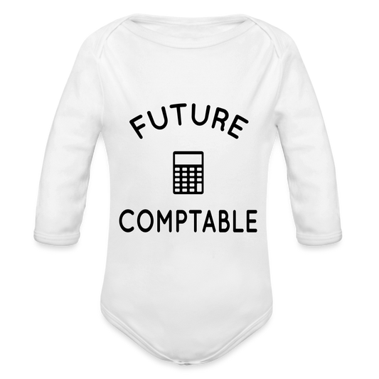 Body Bébé bio manches longues - Future comptable - blanc