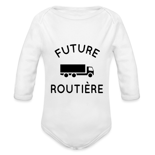 Body Bébé bio manches longues - Future routière - blanc