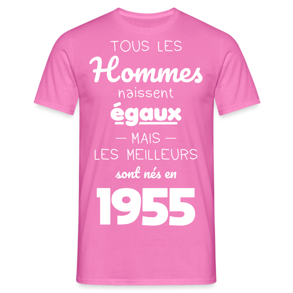 T-shirt Homme - Anniversaire 70 Ans - Les meilleurs sont nés en 1955 - rose