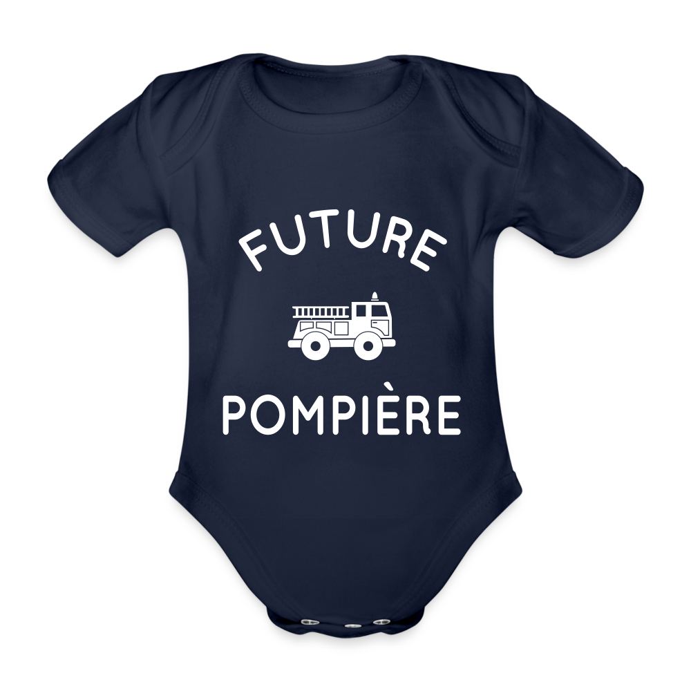 Body Bébé bio manches courtes - Future pompière - marine foncé