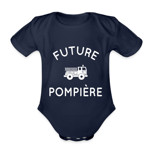 Body Bébé bio manches courtes - Future pompière - marine foncé