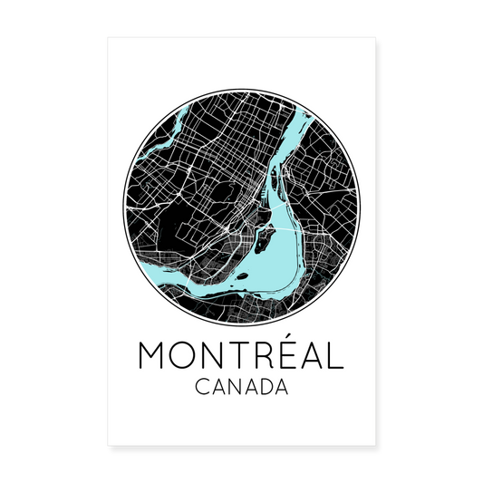 Poster Montréal - Plan Montréal - 20 x 30 cm - blanc